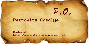 Petrovits Orsolya névjegykártya