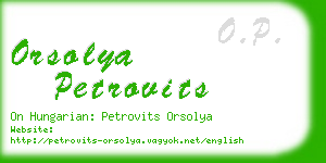 orsolya petrovits business card